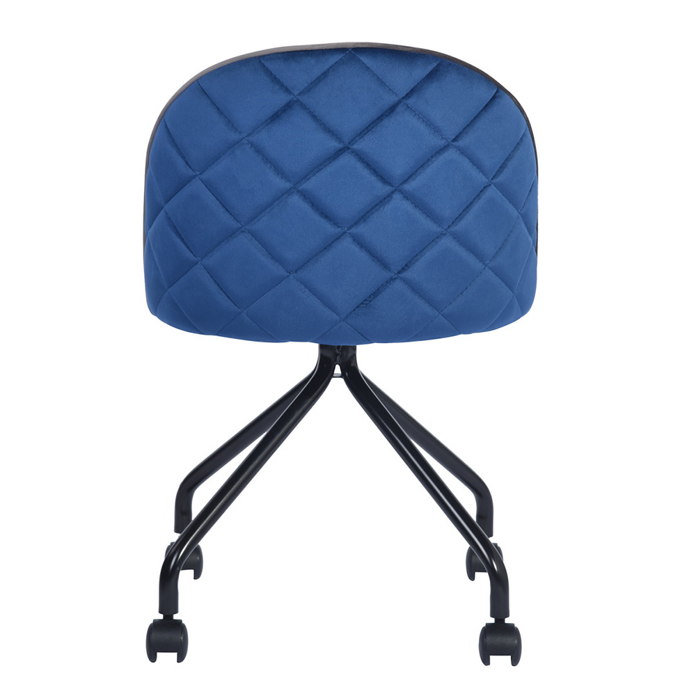 Modern Leisure Velvet Upholstered Swivel Chair Height Adjustable with Curved Backrest and Casters for Living Room, Bedroom, Dining Room, Office - Navy