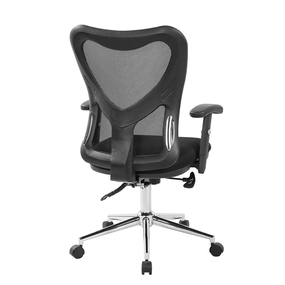 Techni Home Office Mesh Adjustable Rotatable Gaming Chair with Ergonomic Backrest and Chrome Base - Black