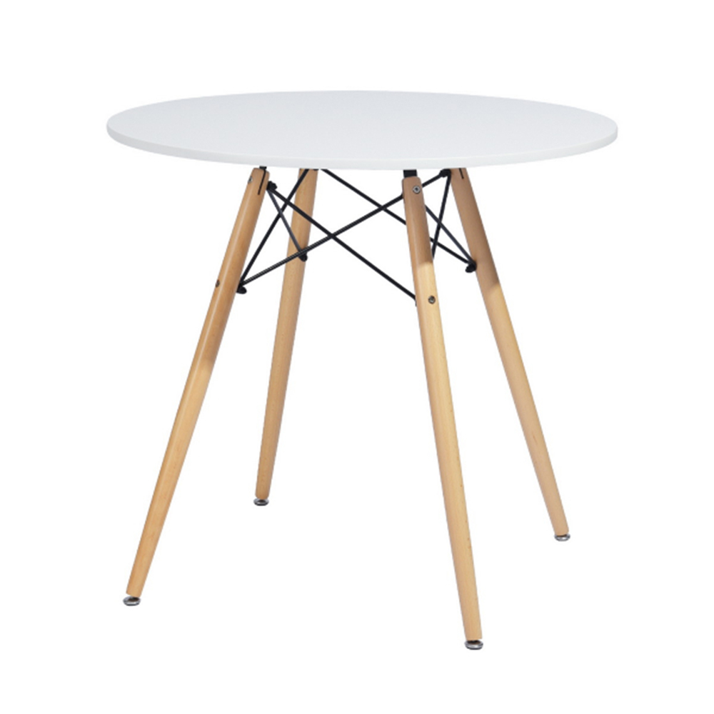 Saleh 31.5''  Round Dining Table with Wood Tabletop and Metal Support, for Restaurant, Cafe, Tavern, Living Room - White