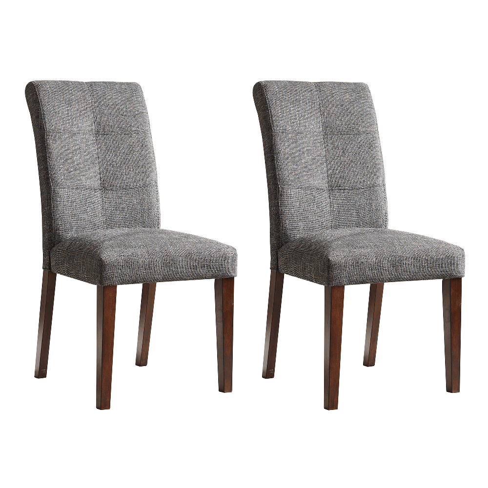 Linen Upholstered Dining Chair Set of 2, with High Backrest, and Wood Legs, for Restaurant, Cafe, Tavern, Office, Living Room - Gray