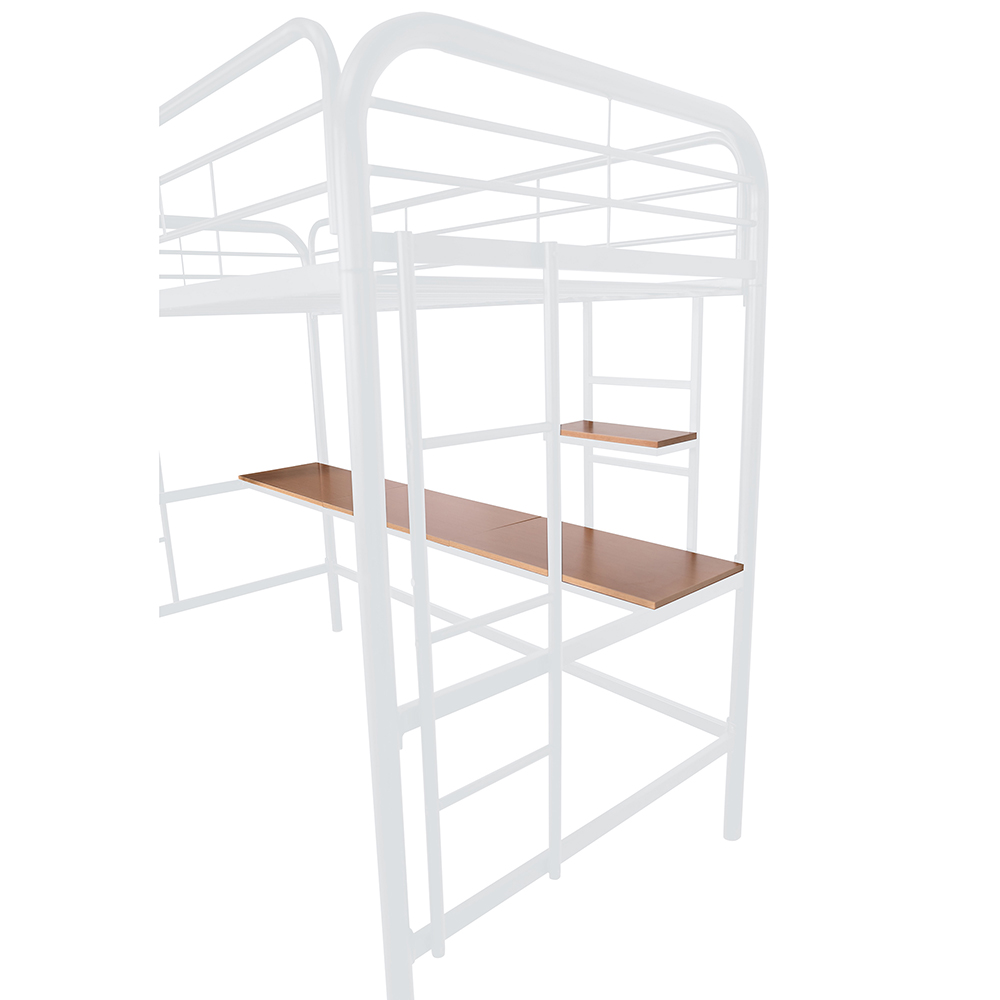 Twin-Size Loft Bed Frame with Desk, Storage Shelf, Ladders, and Metal Slats Support, for Kids, Teens, Boys, Girls (Frame Only) - White