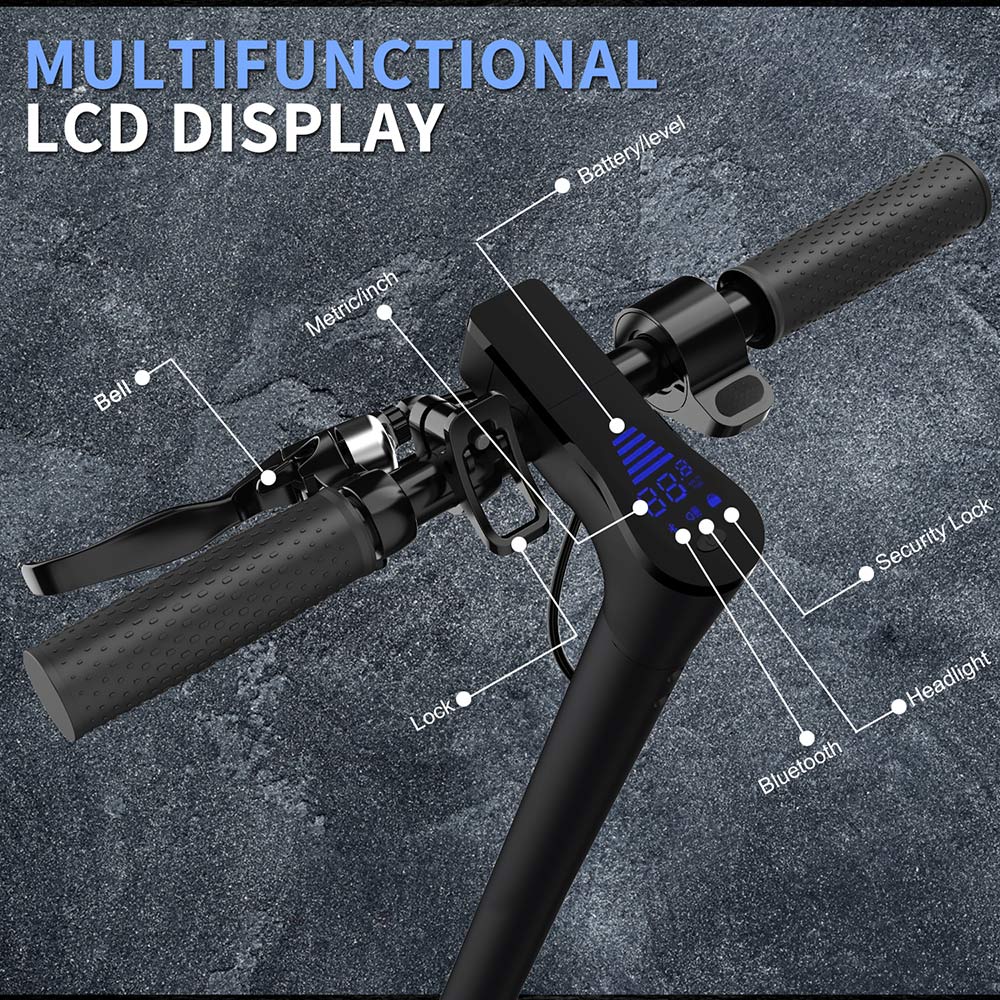 HappyRun HR365 MAX Folding Electric Scooter 10 inch Honeycomb Tire 10.4Ah Battery 350W Brushless Motor 25km/h Max Speed up to 26KM Range Electronic + Disc Brake - Black