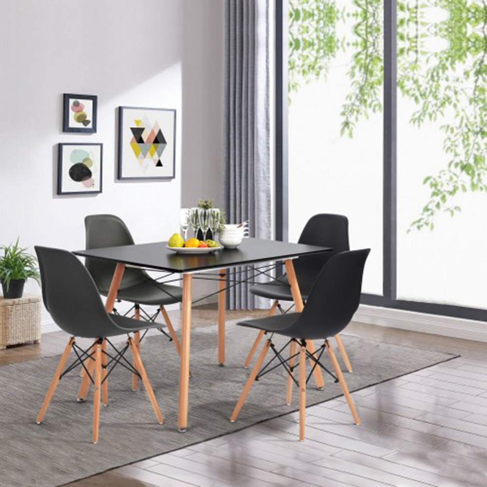 47.2" MDF Dining Table with Adjustable Feet, for Restaurant, Cafe, Tavern, Living Room - Black