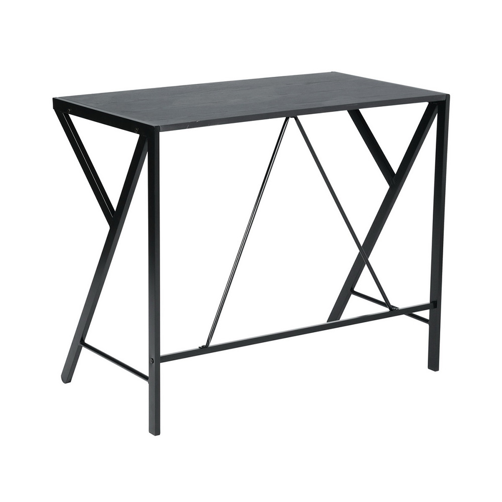 Home Office Computer Desk with Wooden Tabletop and Metal Frame, for Game Room, Office, Study Room, Small Space - Black