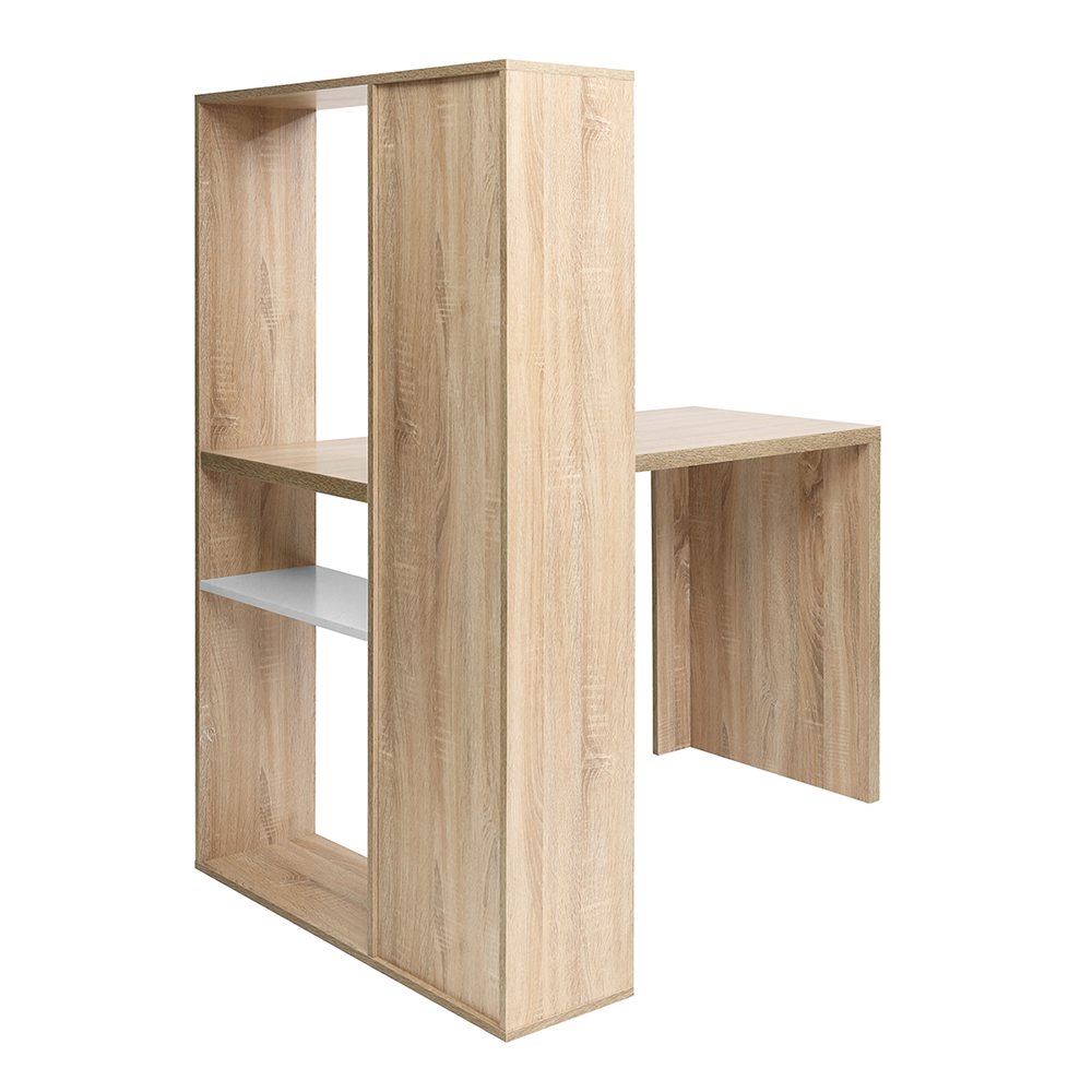 Home Office L-Shaped Computer Desk with Storage Shelves and Wooden Frame, for Game Room, Office, Study Room - Oak