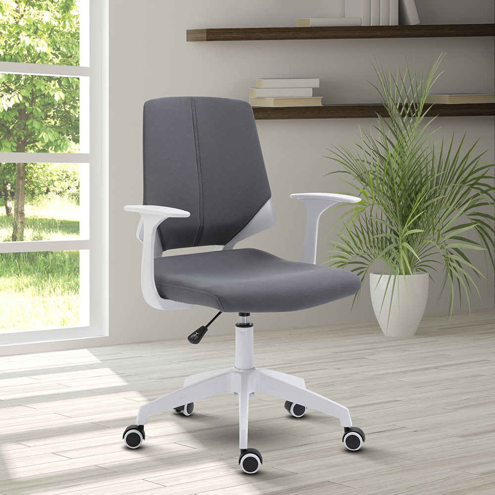 Techni Home Office Fabric Adjustable Rotatable Chair With Ergonomic Backrest And Casters - Gray 6 Techni Home Office Fabric Adjustable Rotatable Chair with Ergonomic Backrest and Casters - Gray