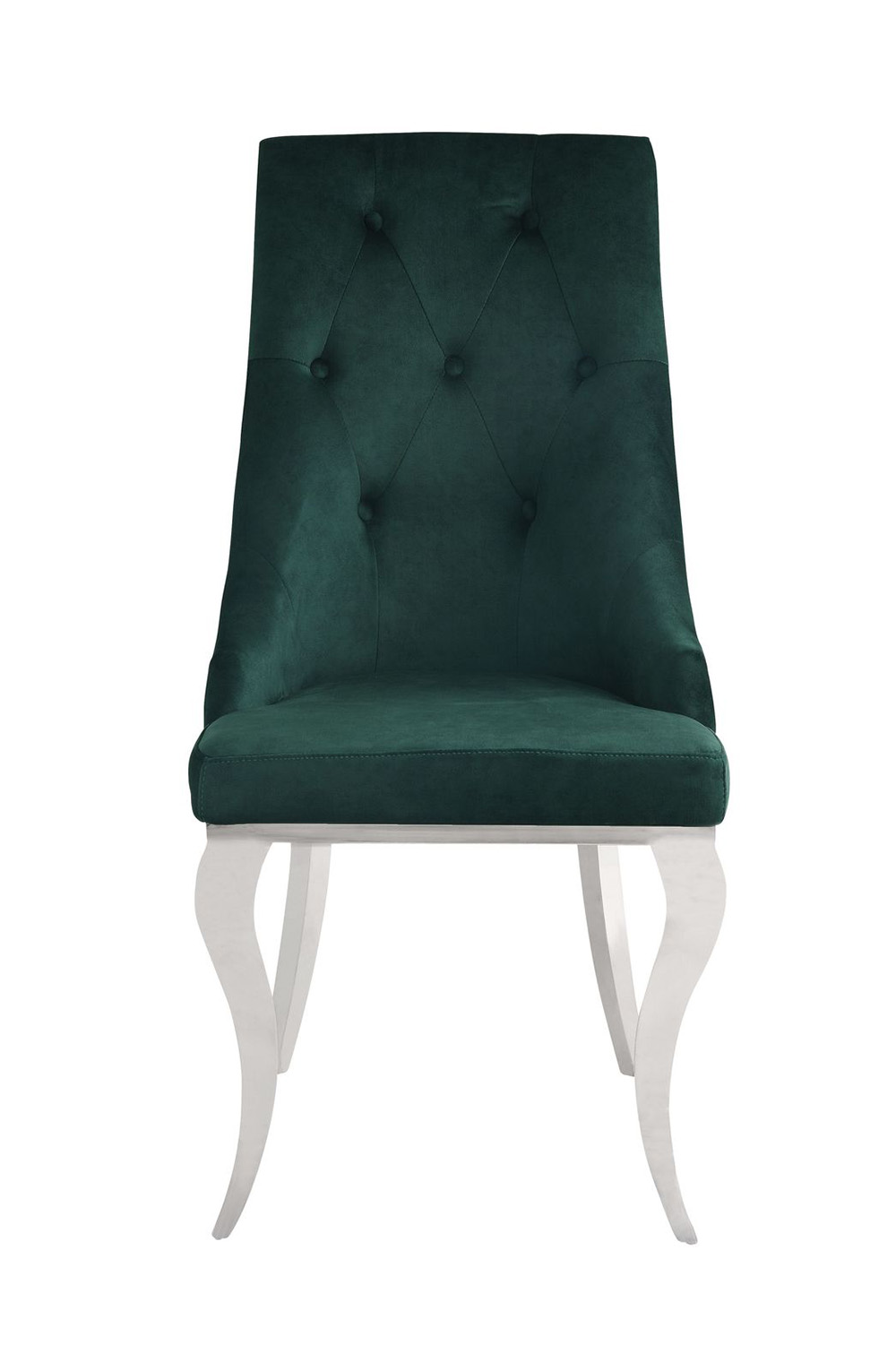 ACME Dekel Fabric Upholstered Dining Chair Set of 2, with Button Tufted Backrest, and Metal Legs, for Restaurant, Cafe, Tavern, Office, Living Room - Green