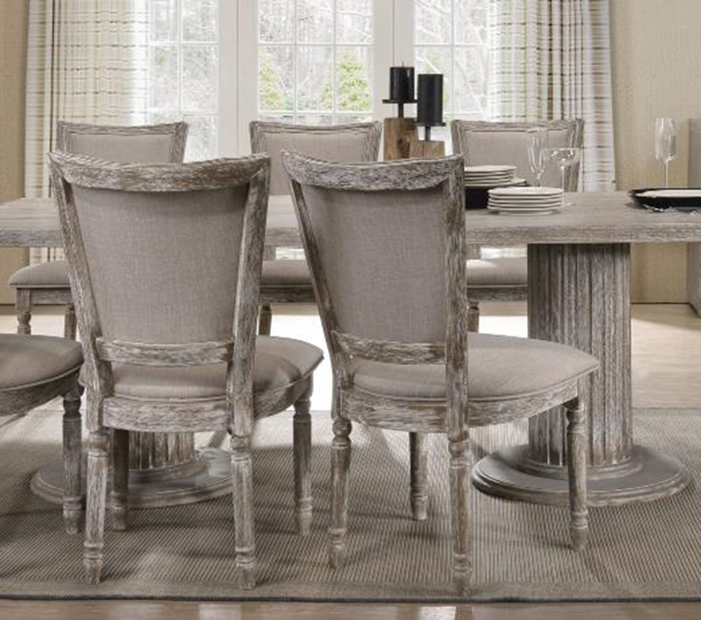ACME Gabrian Fabric Upholstered Dining Chair Set of 2, with High Backrest, and Wood Legs, for Restaurant, Cafe, Tavern, Office, Living Room - Gray