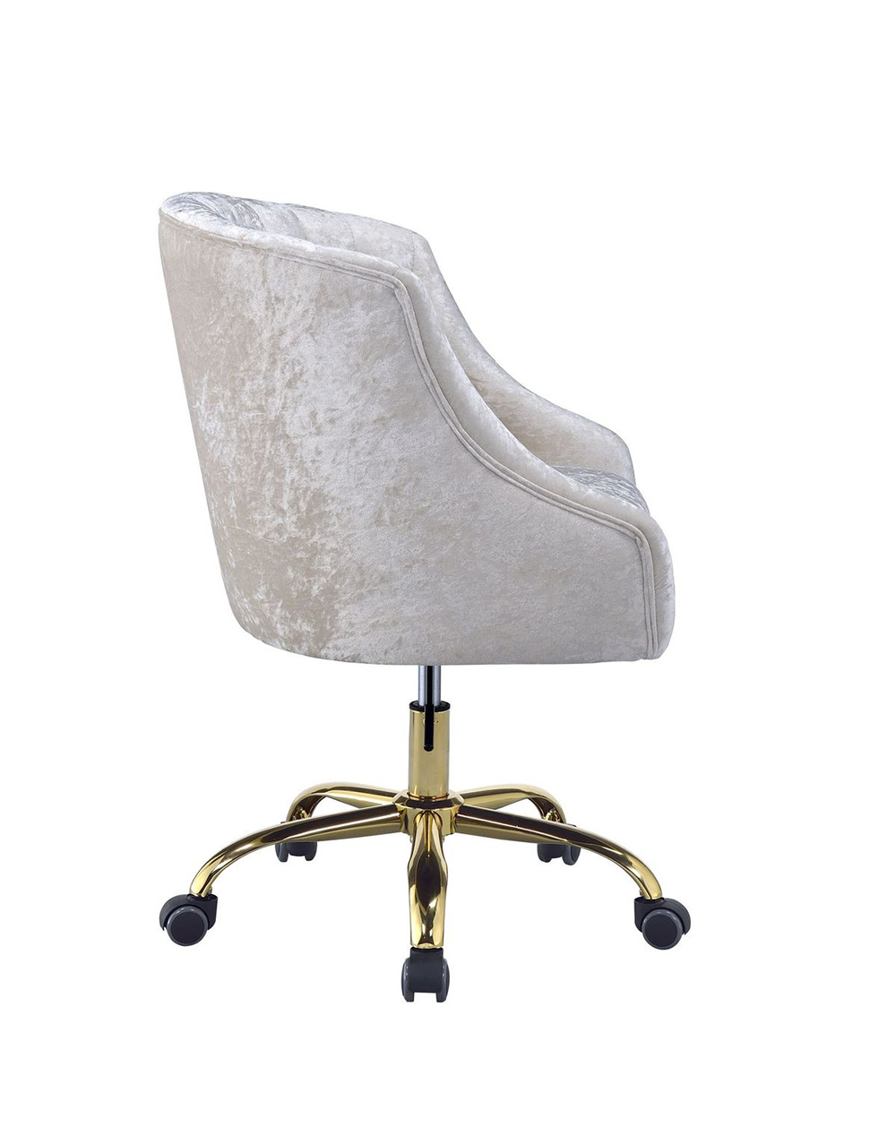 ACME Levian Modern Leisure Velvet Swivel Chair Height Adjustable with Curved Backrest and Casters for Living Room, Bedroom, Dining Room, Office - Cream
