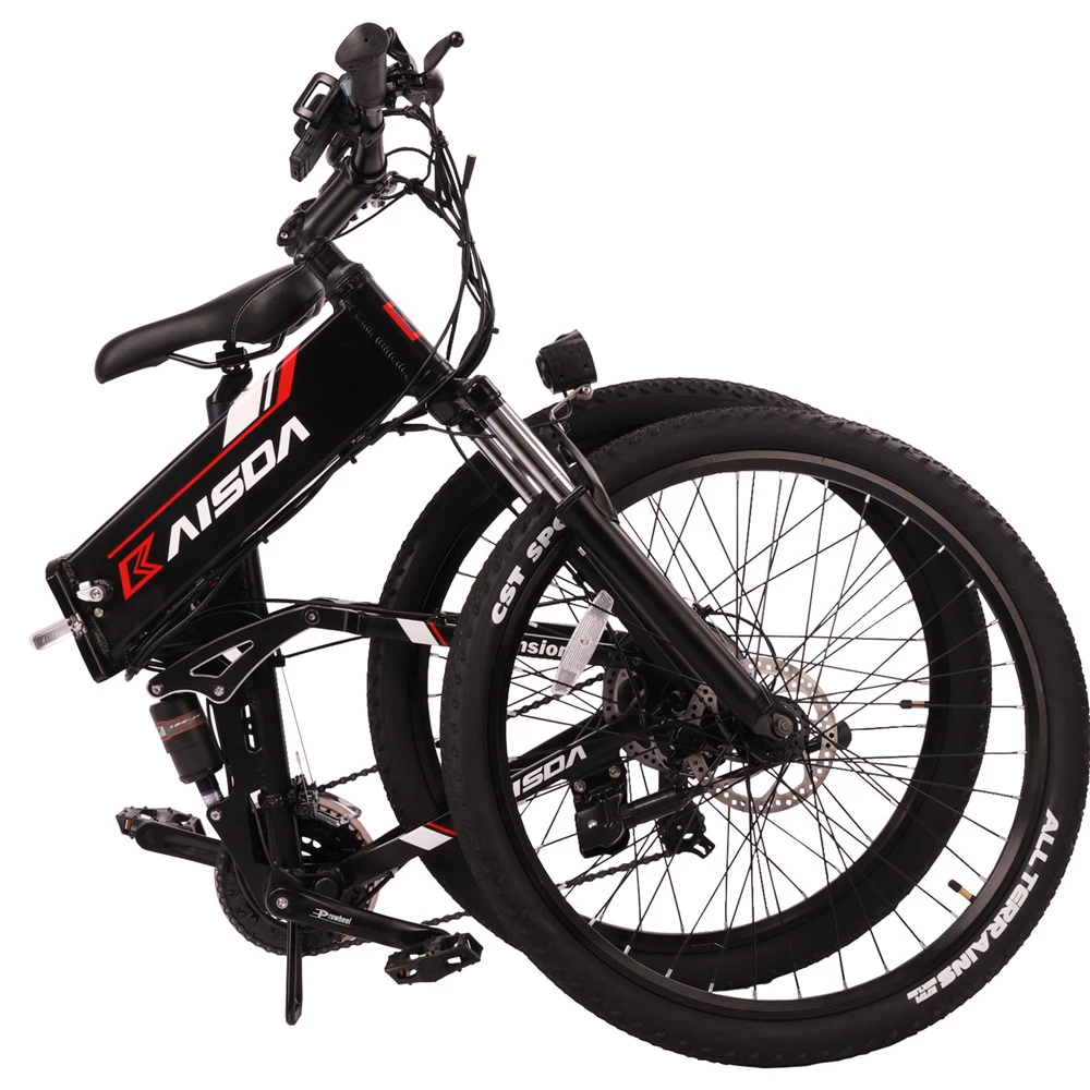 KAISDA K1 26 inch Folding Electric Moped Folding Bike Mountain Bicycle 500W Motor SHIMANO 7-Speeds Derailleur LCD Display 10.4Ah Battery Max Speed 30km/h Aluminum alloy Frame  - Black