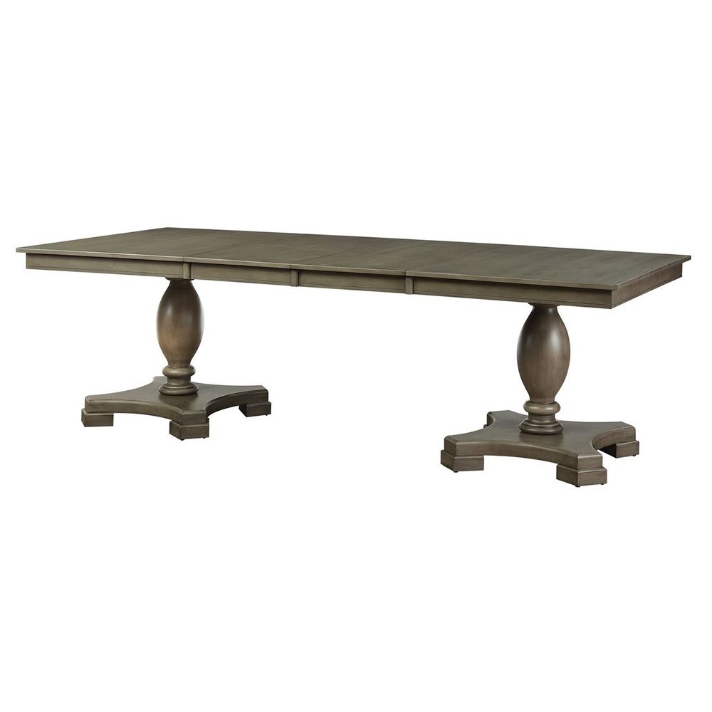 ACME Waylon Dining Table with Wooden Tabletop and Wooden Turned Pedestal Base, for Restaurant, Cafe, Tavern, Living Room - Gray