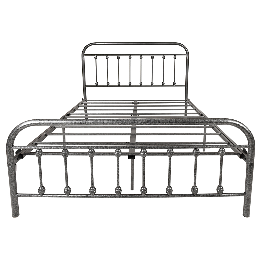 Full-Size Platform Bed Frame with Headboard and Metal Slats Support, No Box Spring Needed (Only Frame) - Silver