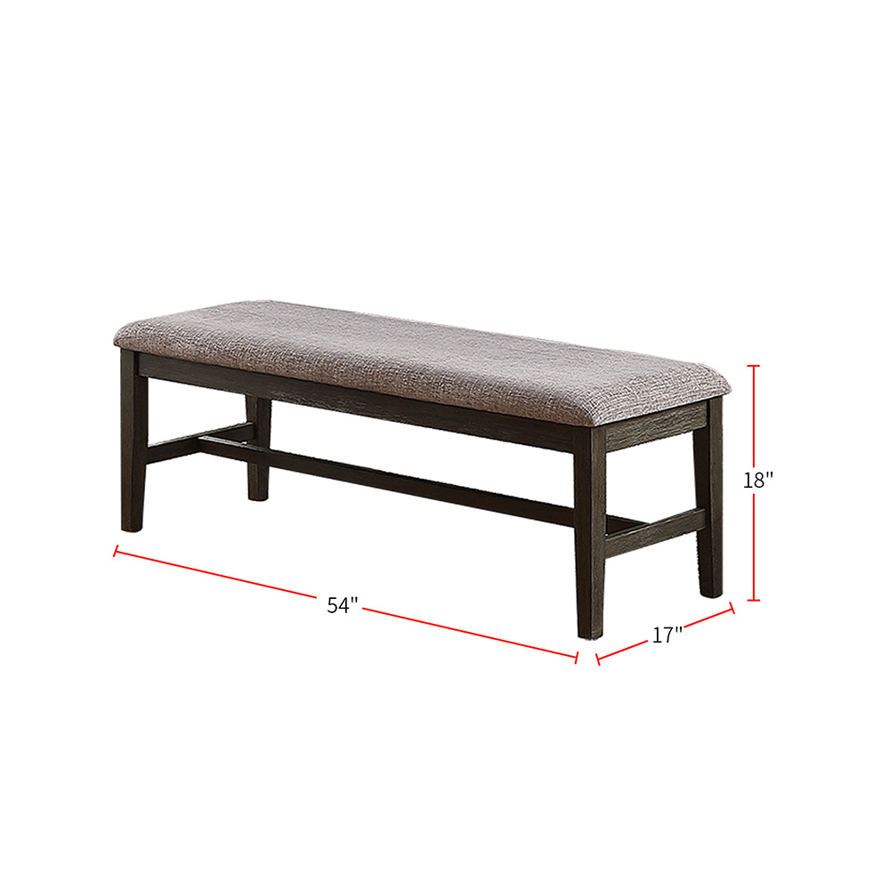 Fabric Upholstered Dining Bench, with Wooden Frame, for Restaurant, Cafe, Tavern, Office, Living Room - Gray