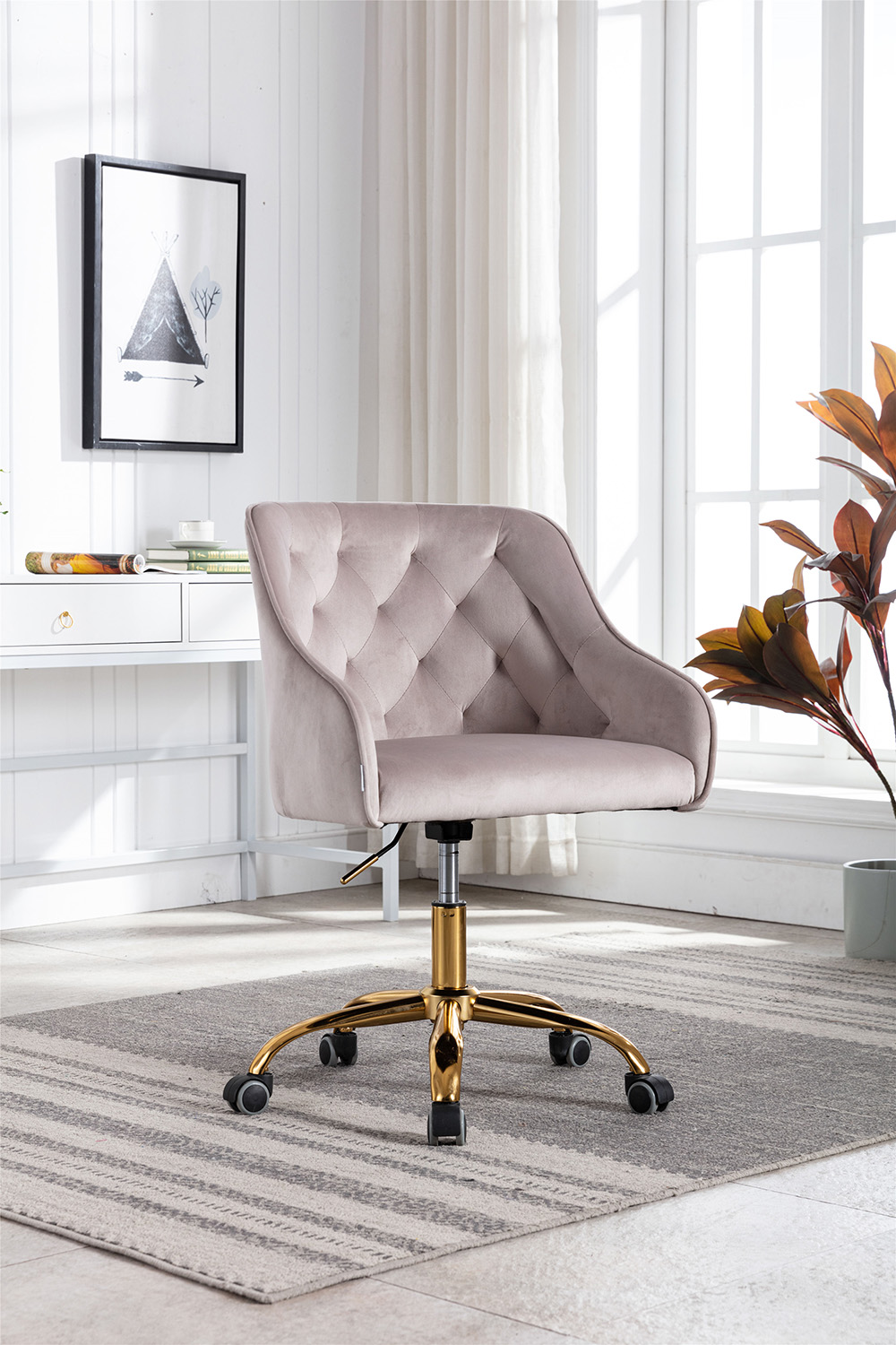 COOLMORE Modern Leisure Velvet Swivel Shell Chair Height Adjustable With Curved Backrest And Casters For Living Room, Bedroom, Dining Room, Office - Gray 7 COOLMORE Modern Leisure Velvet Swivel Shell Chair Height Adjustable with Curved Backrest and Casters for Living Room, Bedroom, Dining Room, Office - Gray