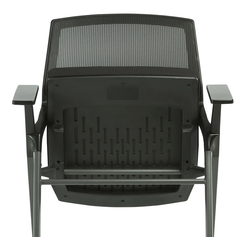 Modern Leisure Folding Chair with Mesh Backrest and Casters for Living Room, Bedroom, Dining Room, Office - Black