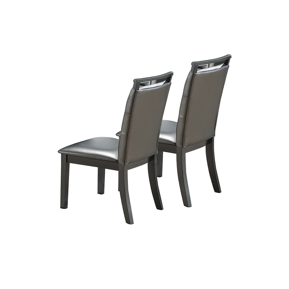 Faux Leather Upholstered Dining Chair Set of 2, with Wooden Legs, for Restaurant, Cafe, Tavern, Office, Living Room - Gray