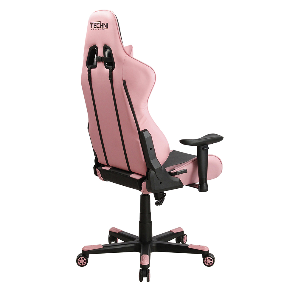 Techni Home Office PU Leather Adjustable Rotatable Gaming Chair With Ergonomic High Backrest And Lumbar Support - Pink 9 Techni Home Office PU Leather Adjustable Rotatable Gaming Chair with Ergonomic High Backrest and Lumbar Support - Pink