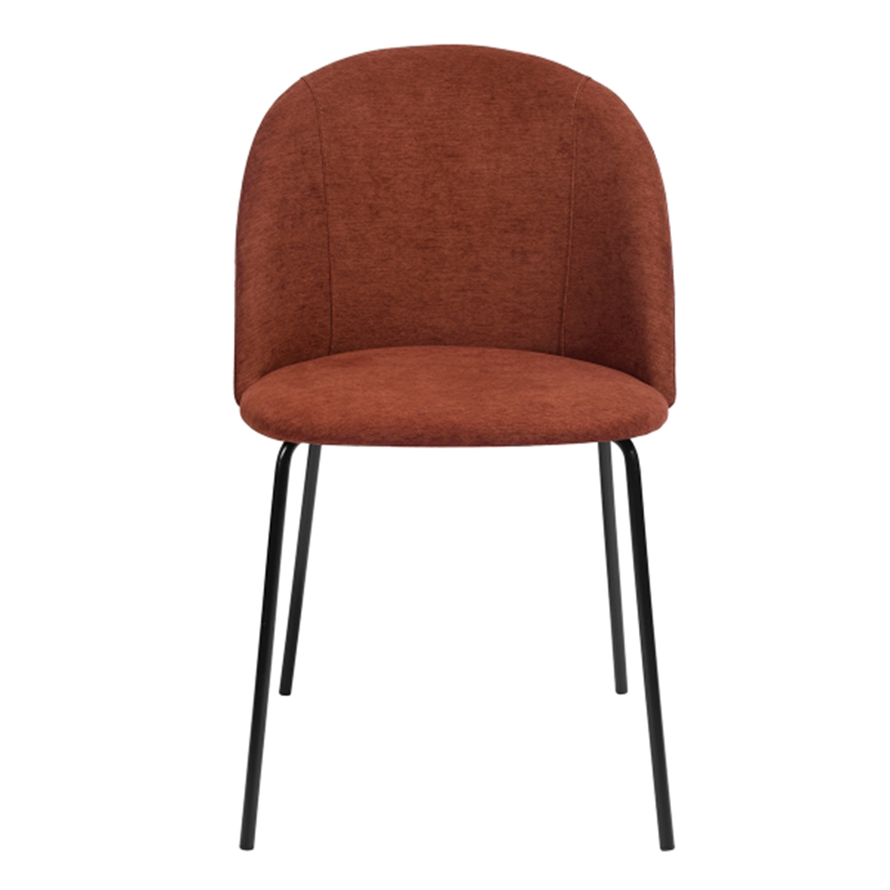 Polyester Upholstered Dining Chair Set of 2, with Curved Backrest, and Metal Legs, for Restaurant, Cafe, Tavern, Office, Living Room - Orange