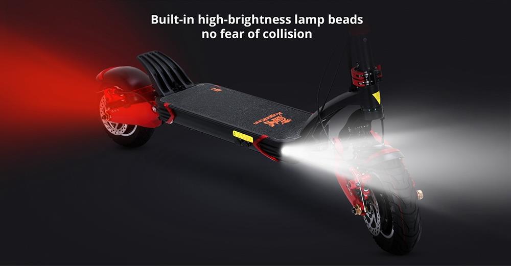 KUGOOKirin G1 Folding Electric Scooter 52V 1000W Motor Max Speed 65km/h Max 60km Range 18.2Ah Battery 10" Pneumatic Tire OLED Display Dual Disc Brake Led Light Aluminium alloy Body - Black