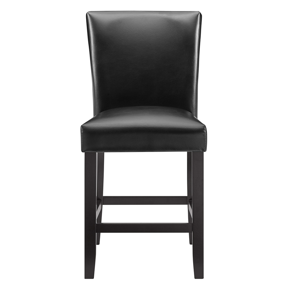 PU Backrest Dining Chair Set of 2, with Wooden Frame, for Restaurant, Cafe, Tavern, Office, Living Room - Black