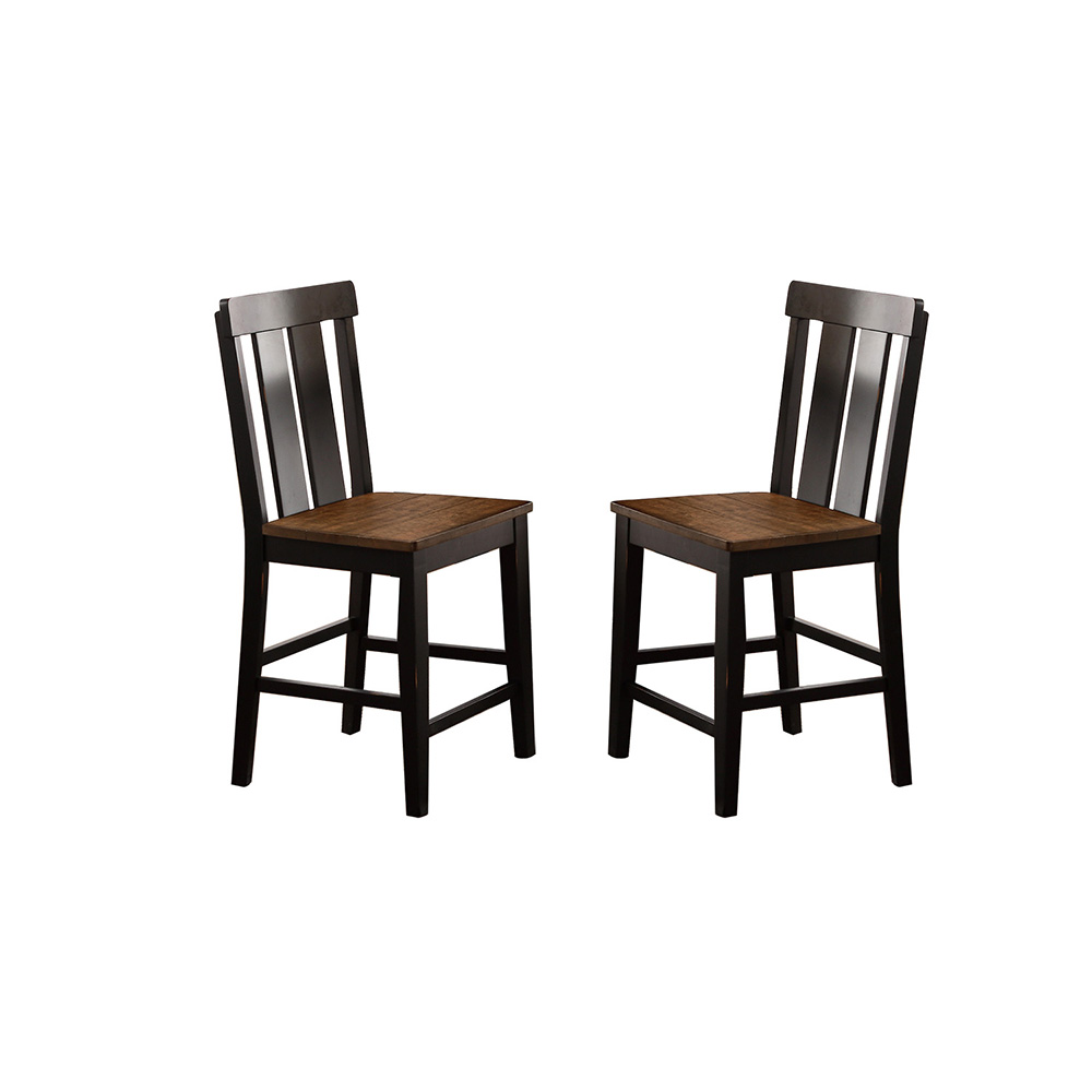 Wooden Counter Height Dining Chair Set of 2 with Backrest, for Restaurant, Cafe, Tavern, Office, Living Room - Brown