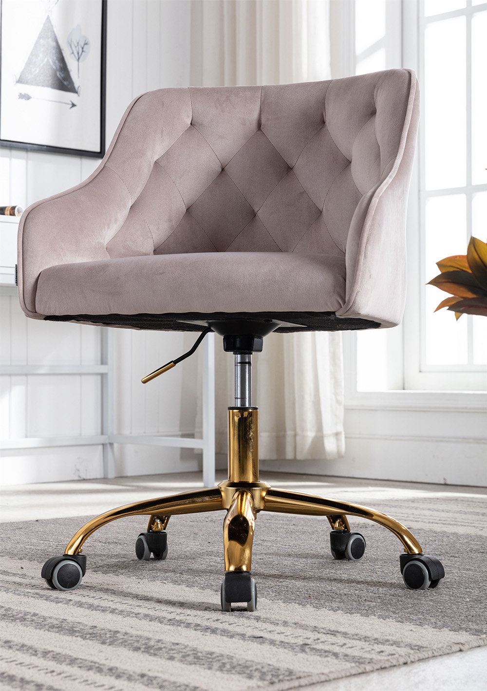 COOLMORE Modern Leisure Velvet Swivel Shell Chair Height Adjustable With Curved Backrest And Casters For Living Room, Bedroom, Dining Room, Office - Gray 8 COOLMORE Modern Leisure Velvet Swivel Shell Chair Height Adjustable with Curved Backrest and Casters for Living Room, Bedroom, Dining Room, Office - Gray