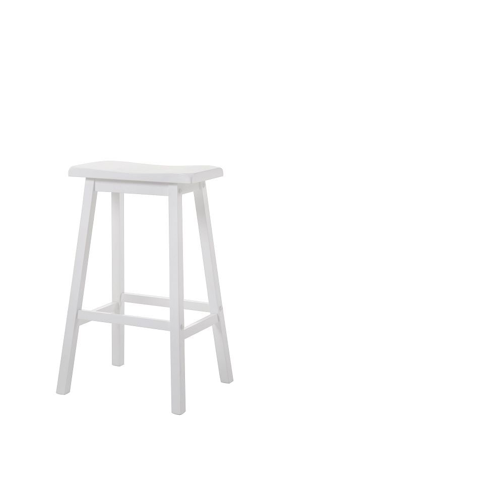 ACME Gaucho Bar Stool Set of 2, with Wood Legs, for Restaurant, Cafe, Tavern, Office, Living Room - White
