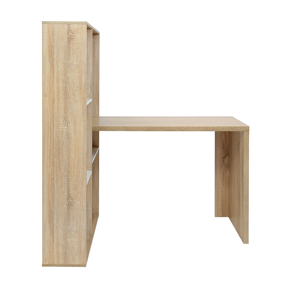 Home Office L-Shaped Computer Desk with Storage Shelves and Wooden Frame, for Game Room, Office, Study Room - Oak