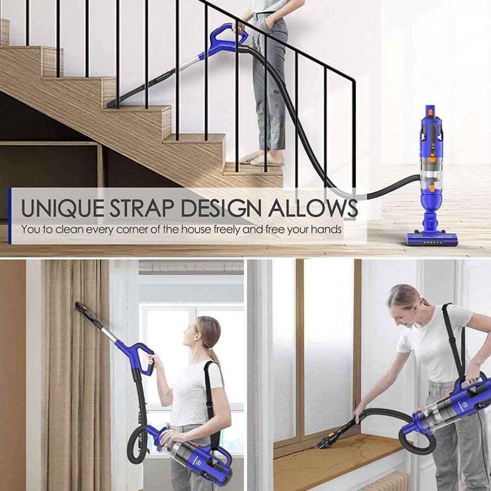 MOOSOO U26D Handheld Cordless Vacuum Cleaner 26Kpa Powerful Suction with LED Light and 2000mAh Battery for Carpets, Hard Floors and Tiles - Blue