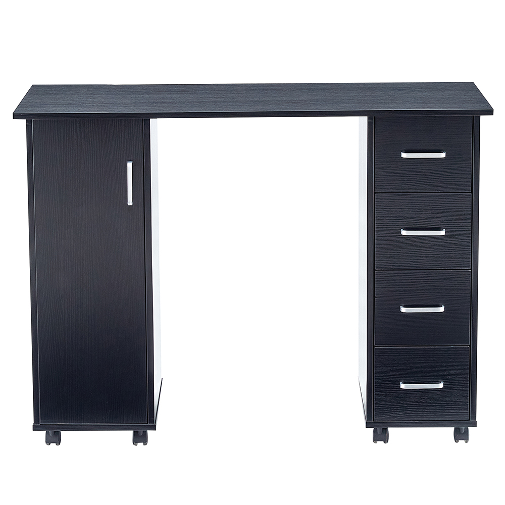 Home Office Computer Desk with 4 Drawers and Storage Cabinet, for Game Room, Office, Study Room - Black
