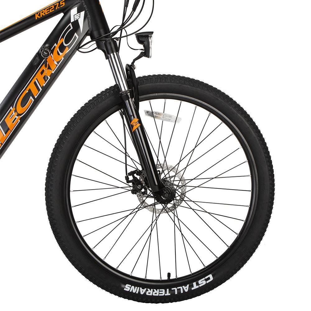 Fafrees KRE27.5 Anti-slip Tire Electric Bike 250W 36V 10Ah Lithium-ion Battery 25km/h Shimano 7 Speed Gears Disc Brakes Bright Headlight - Black Orange