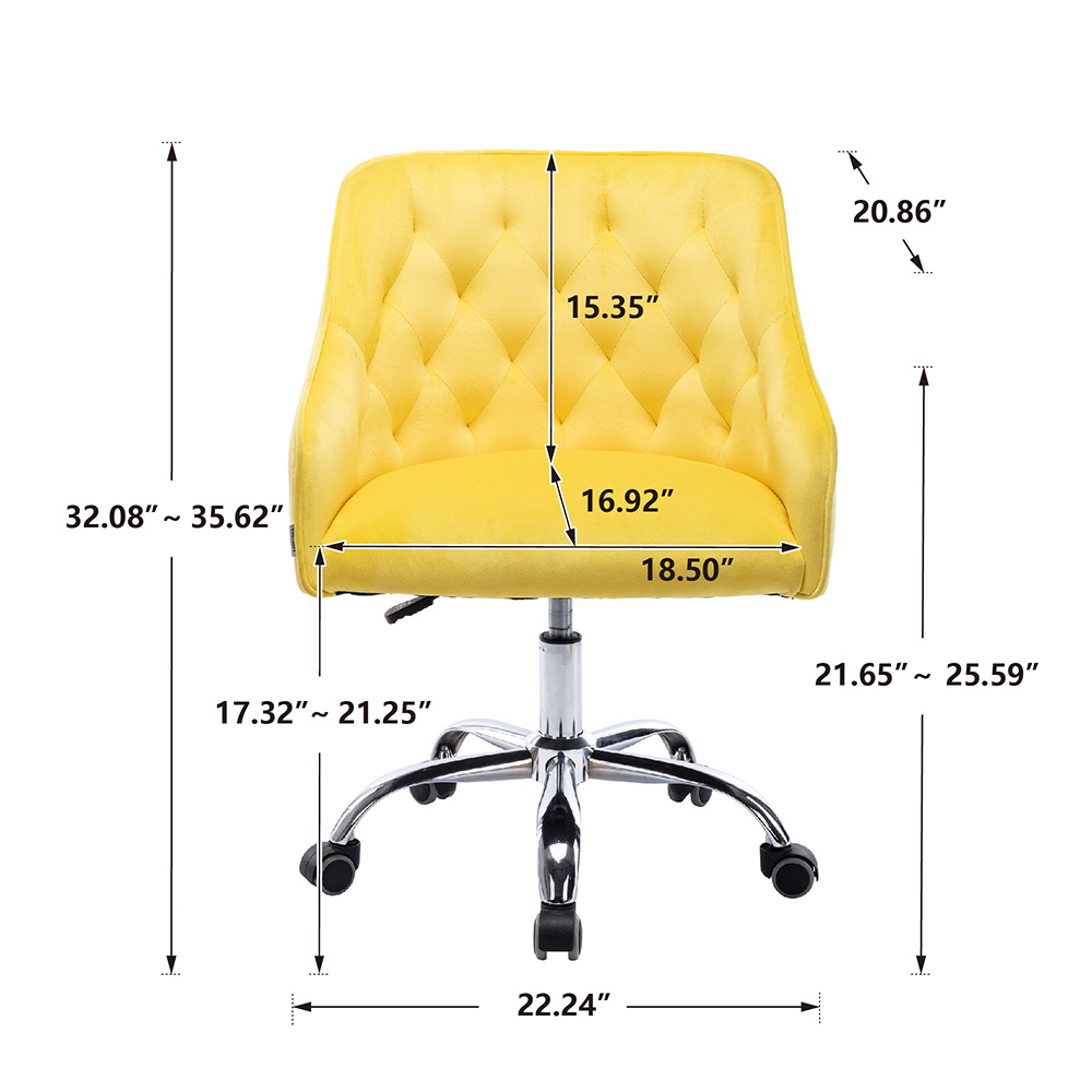 COOLMORE Modern Leisure Velvet Swivel Shell Chair Height Adjustable With Curved Backrest And Casters For Living Room, Bedroom, Dining Room, Office - Yellow 10 COOLMORE Modern Leisure Velvet Swivel Shell Chair Height Adjustable with Curved Backrest and Casters for Living Room, Bedroom, Dining Room, Office - Yellow