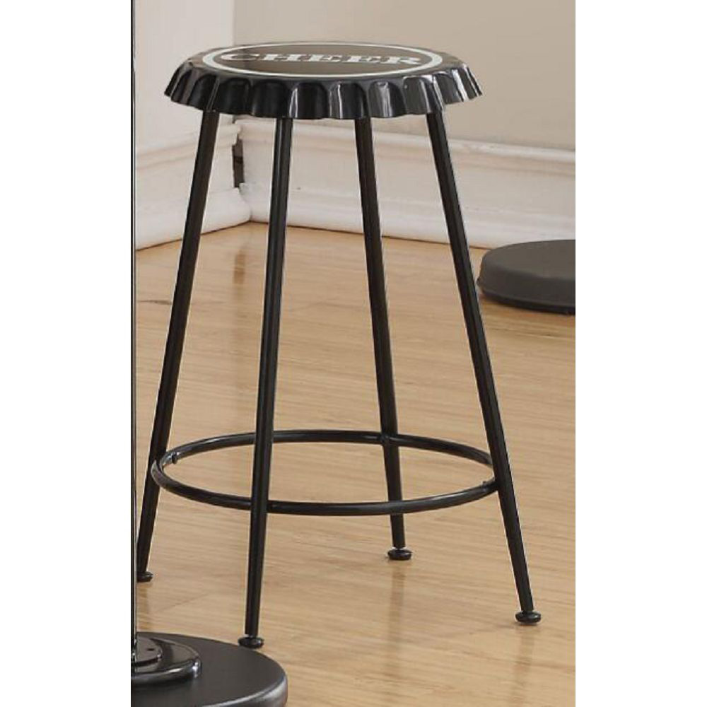 ACME Mant Counter Height Stool Set of 2, with Metal Frame, for Restaurant, Cafe, Tavern, Office, Living Room - Black