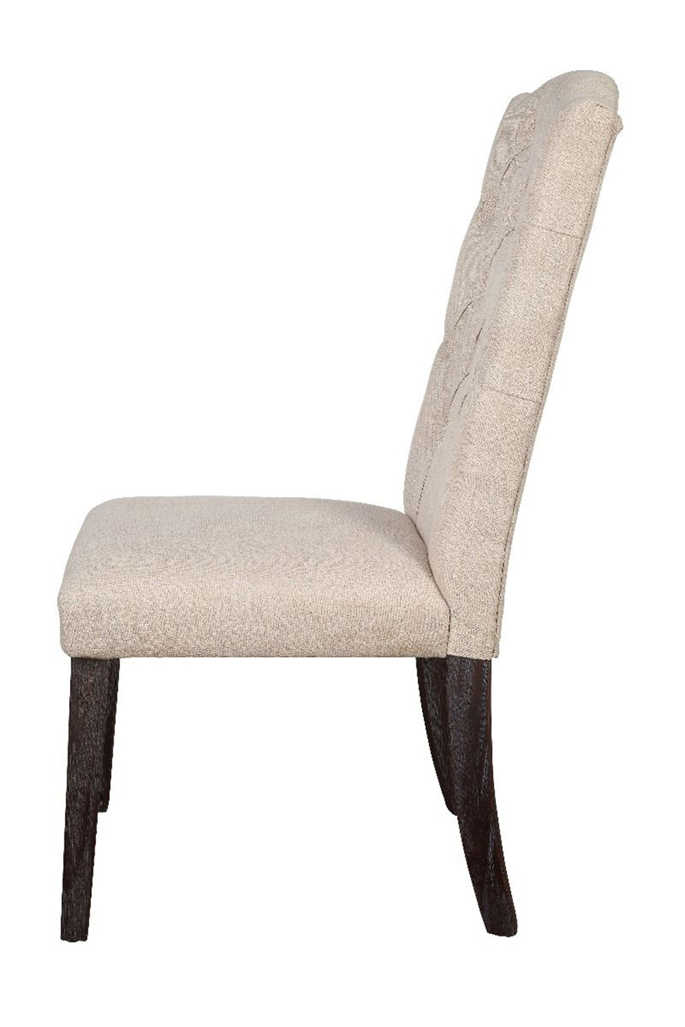 ACME Gerardo Linen Upholstered Dining Chair Set of 2, with High Backrest, and Wooden Legs, for Restaurant, Cafe, Tavern, Office, Living Room - Beige