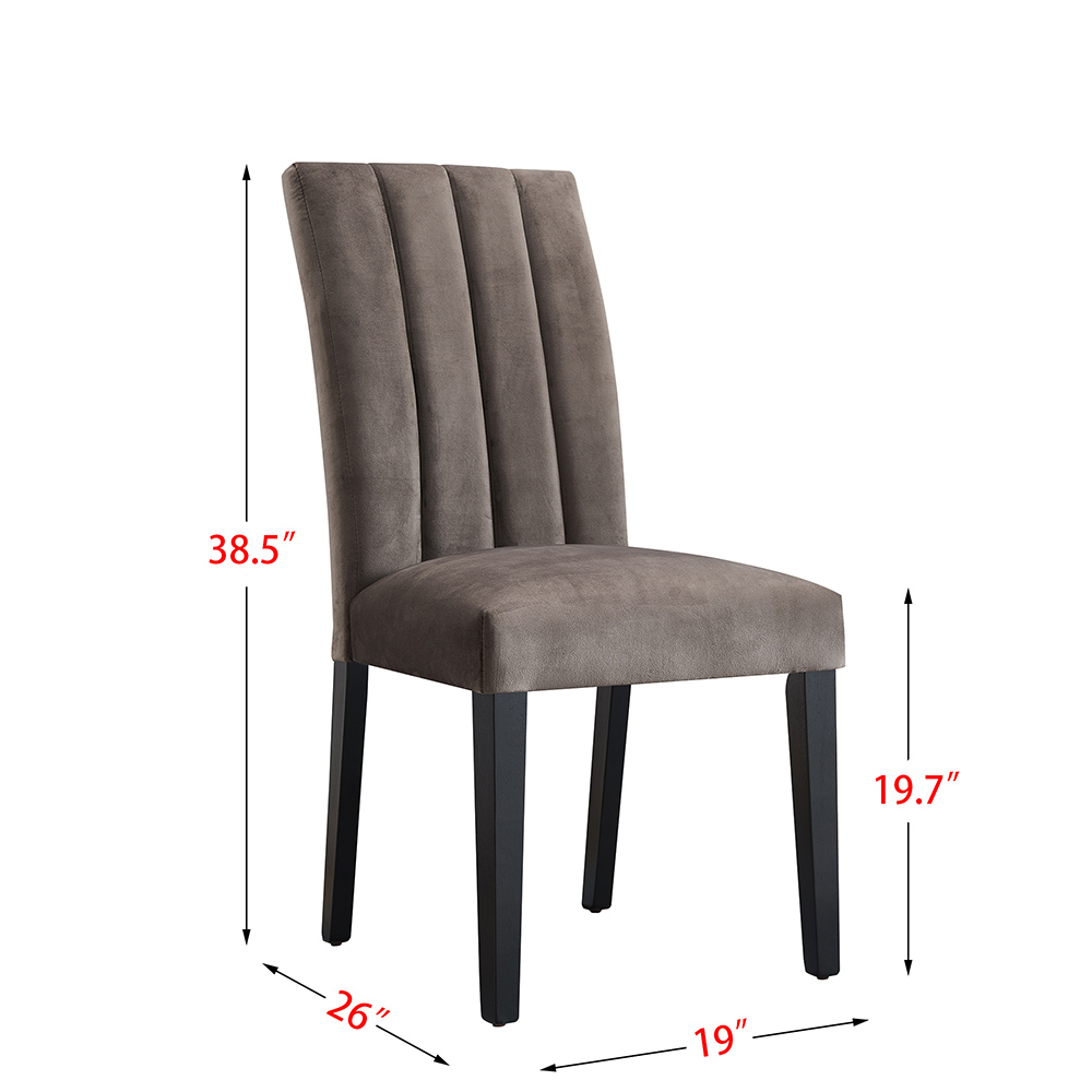 Fabric Upholstered Dining Chair Set of 2, with Curved Backrest, and Wood Legs, for Restaurant, Cafe, Tavern, Office, Living Room - Gray