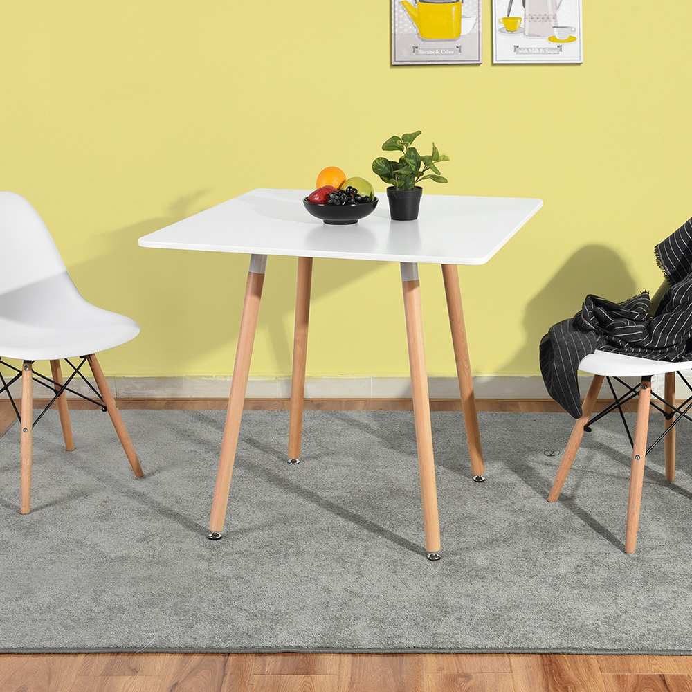 31.5" Square High Glossy Dining Table with MDF Tabletop White