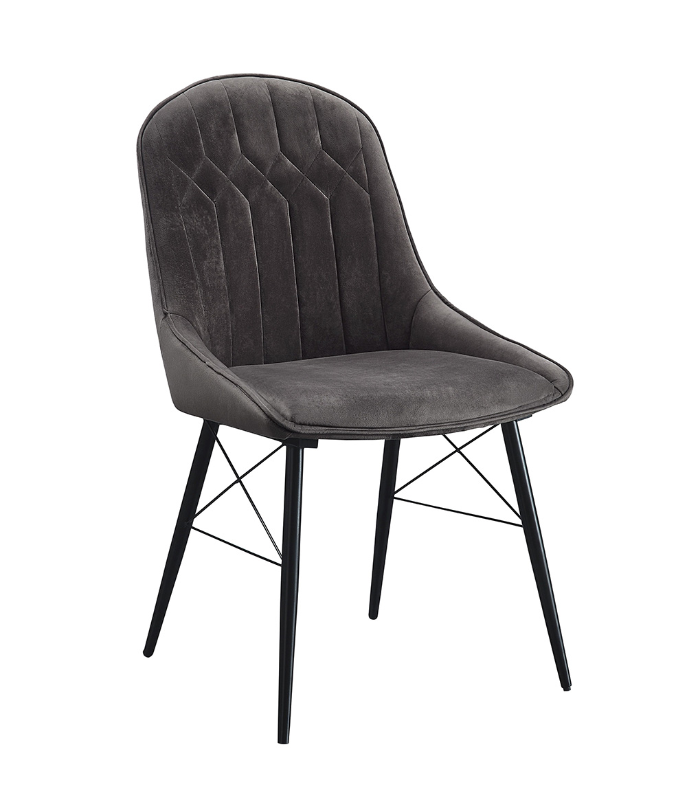ACME Abraham Fabric Upholstered Dining Chair Set of 2, with Curved Backrest, and Metal Legs, for Restaurant, Cafe, Tavern, Office, Living Room - Gray