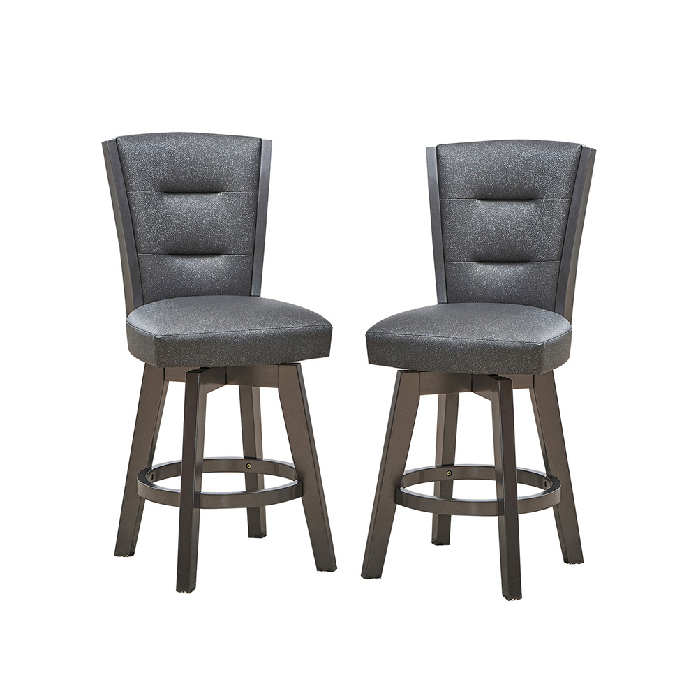 Faux Leather Upholstered Dining Chair Set of 2, with Backrest, and Wooden Frame, for Restaurant, Cafe, Tavern, Office, Living Room - Gray