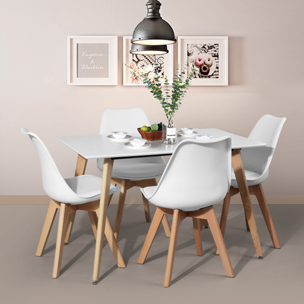 43.3" Square High Glossy Wooden Dining Table, for Restaurant, Cafe, Tavern, Living Room - White