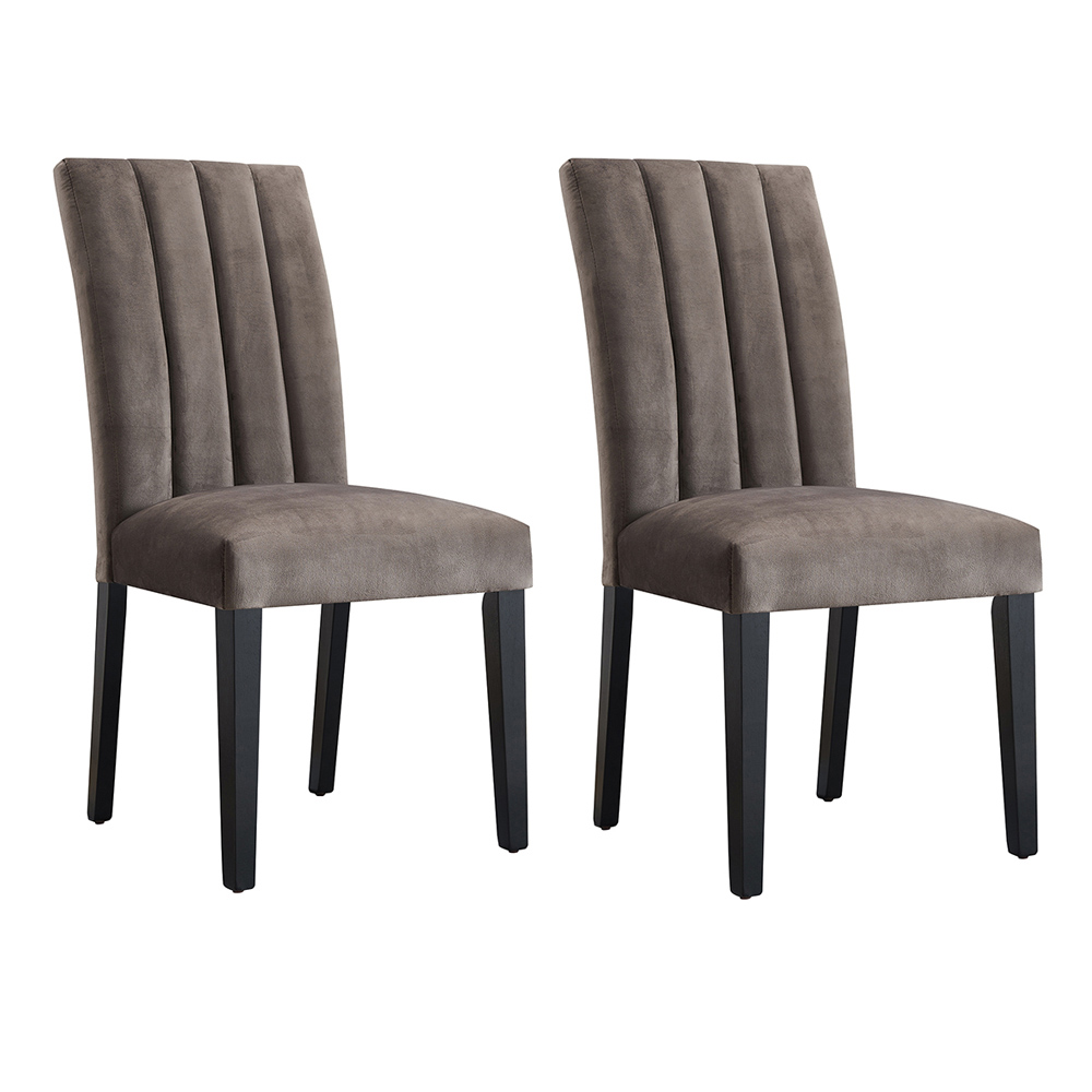 Fabric Upholstered Dining Chair Set of 2, with Curved Backrest, and Wood Legs, for Restaurant, Cafe, Tavern, Office, Living Room - Gray