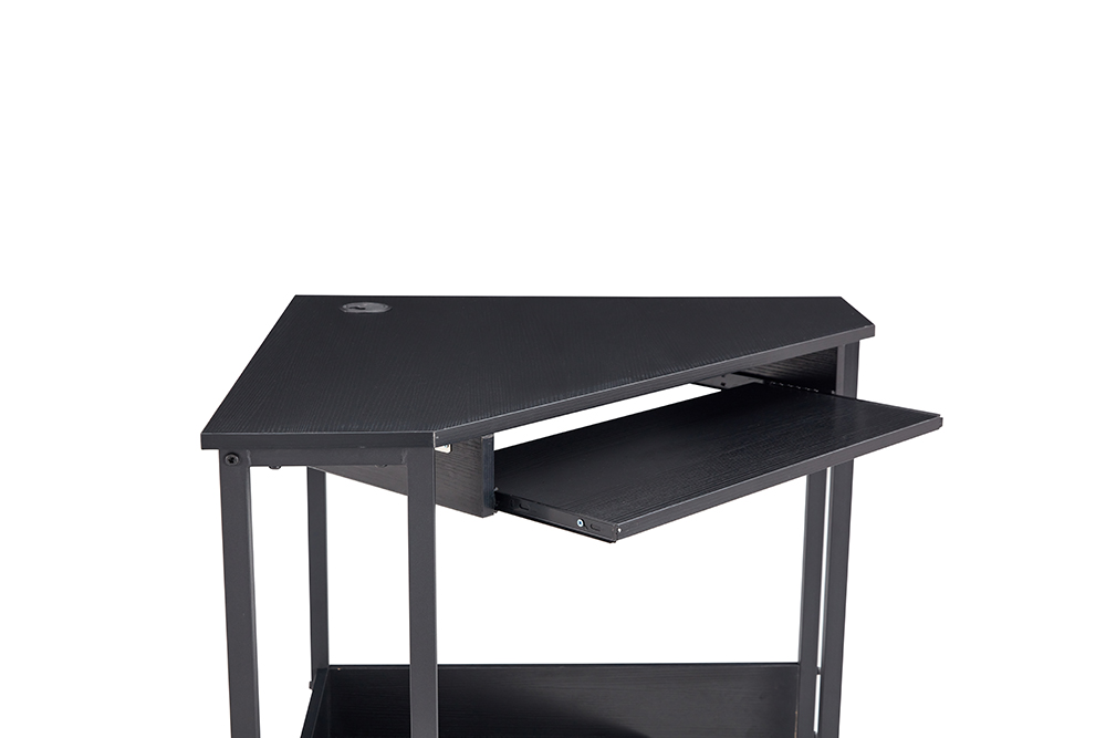 28.3" Triangle Computer Table with Keyboard Tray and Large Storage Space, for Office, Cafe, Study Room - Black