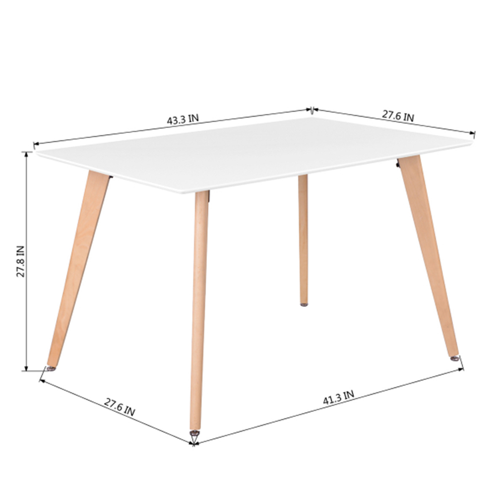 43.3" Square High Glossy Wooden Dining Table, for Restaurant, Cafe, Tavern, Living Room - White