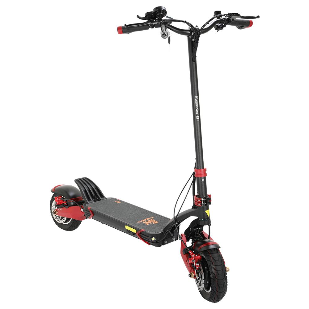 KUGOOKirin G1 Folding Electric Scooter 52V 1000W Motor Max Speed 65km/h Max 60km Range 18.2Ah Battery 10" Pneumatic Tire OLED Display Dual Disc Brake Led Light Aluminium alloy Body - Black