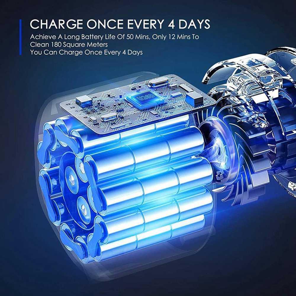 MOOSOO U26D Handheld Cordless Vacuum Cleaner 26Kpa Powerful Suction with LED Light and 2000mAh Battery for Carpets, Hard Floors and Tiles - Blue