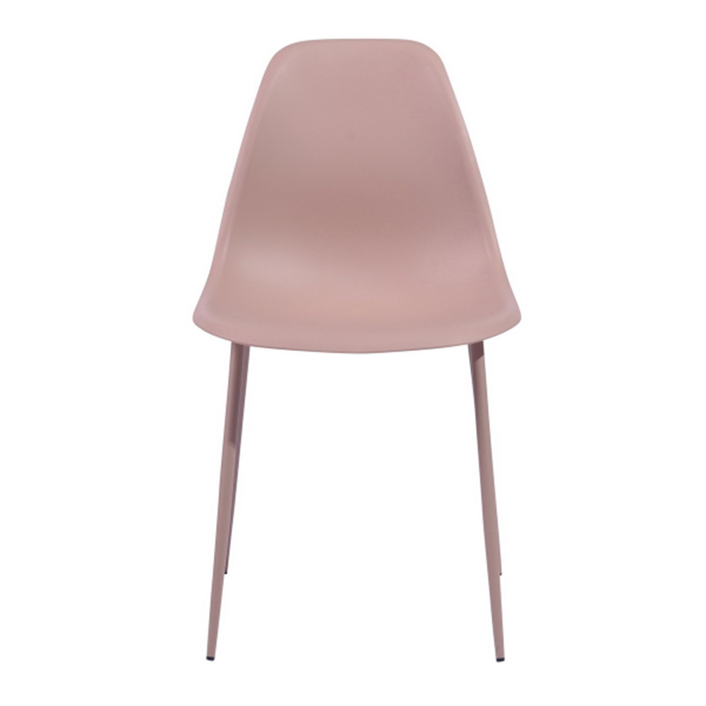 Plastic Upholstered Dining Chair Set of 4, with Curved Backrest, and Metal Legs, for Restaurant, Cafe, Tavern, Office, Living Room - Pink