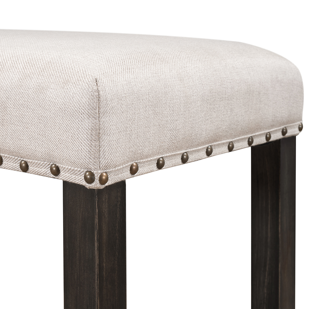 TOPMAX Rustic Wooden Upholstered Dining Bench for Small Places - Beige