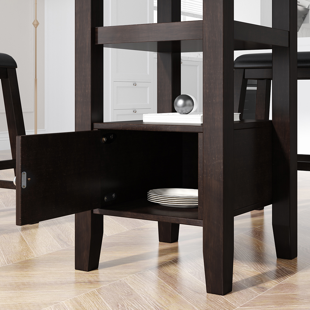 TOPMAX Counter Height Wood Dining Table with Storage Cabinet and Shelf, for Small Apartment, Studio, Kitchen - Brown