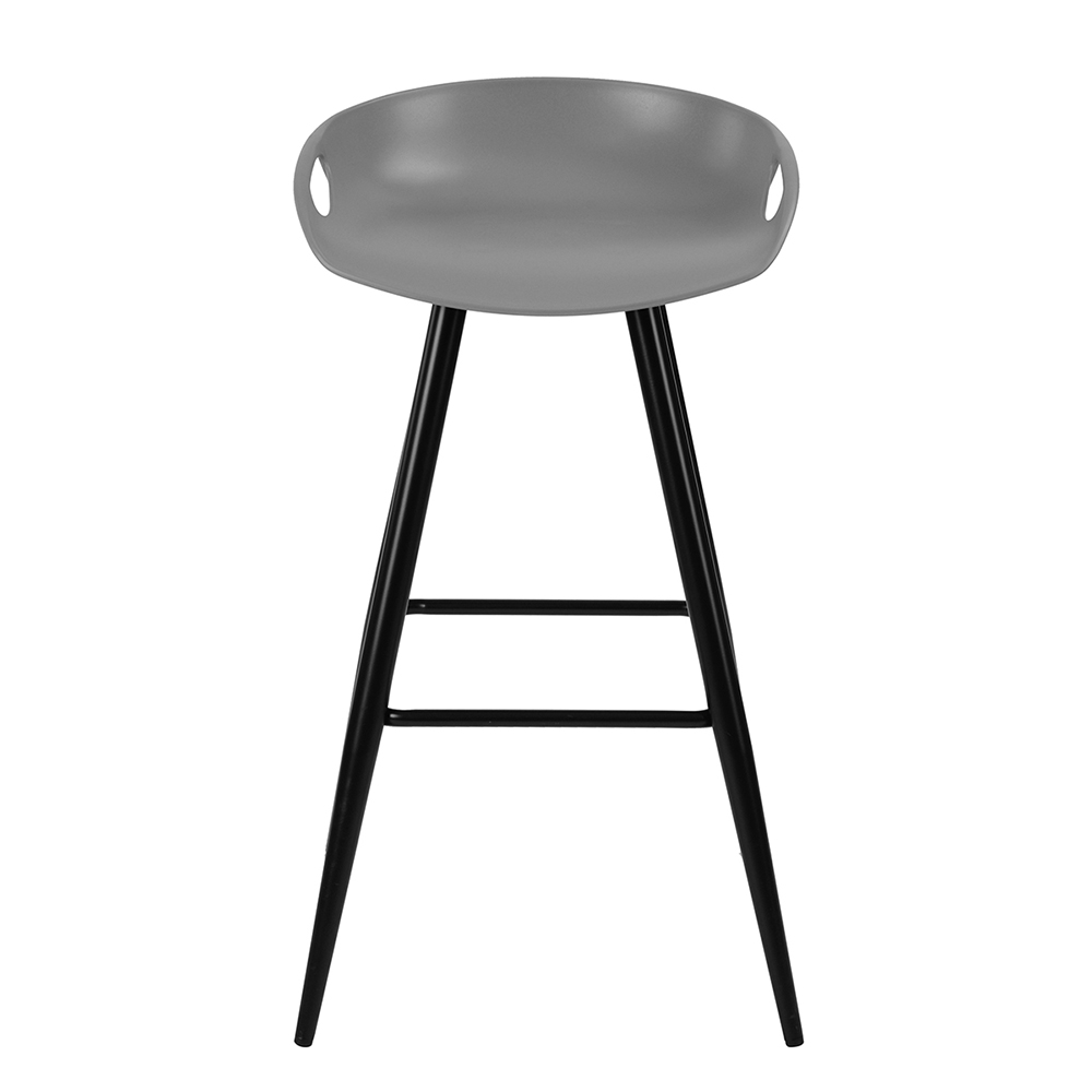 Plastic Bar Stool Set of 2, with Non-slip Feet and Metal Frame, for Restaurant, Cafe, Tavern, Office, Living Room - Gray