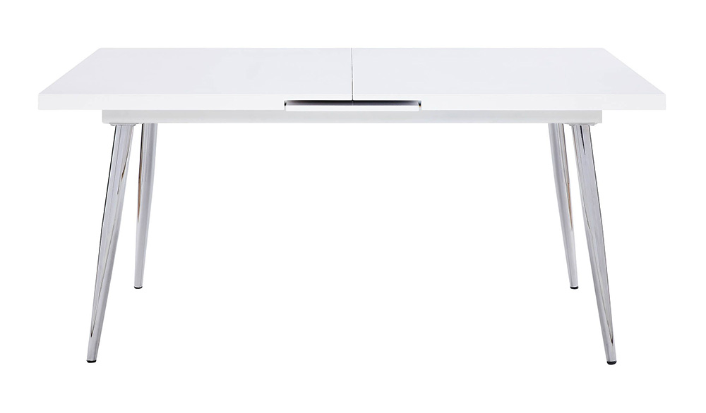 ACME Weizor Rectangle Dining Table with High Gloss Tabletop and Chrome Legs, for Restaurant, Cafe, Tavern, Living Room - White