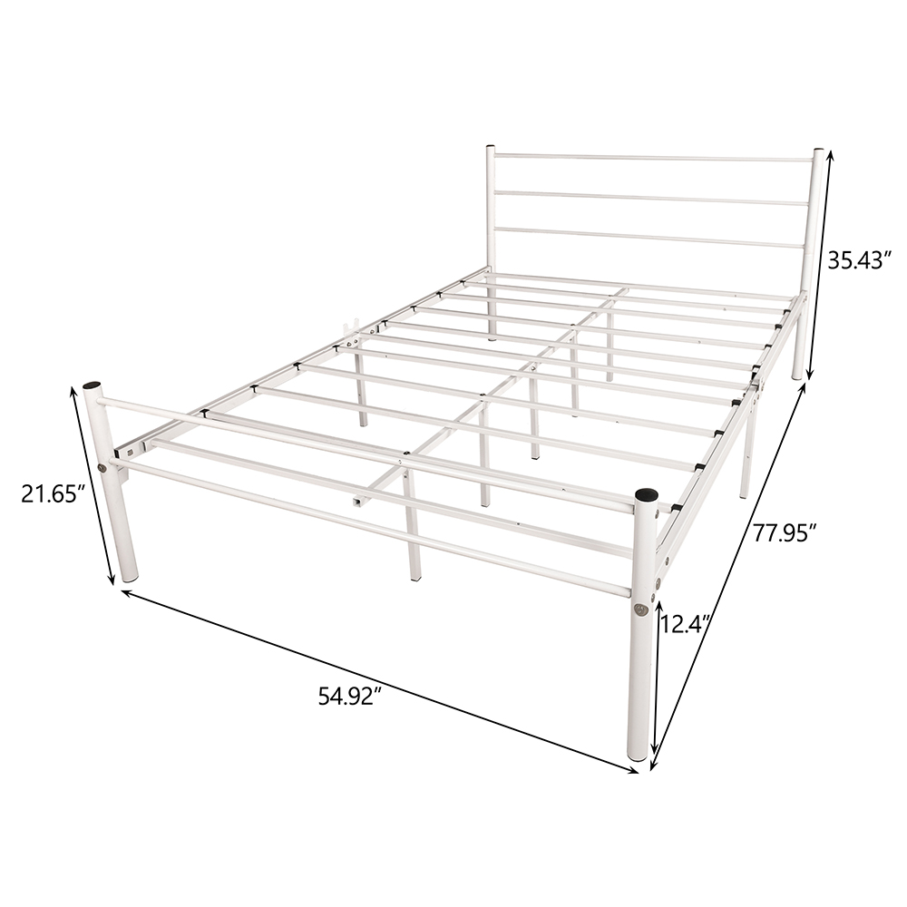 FullSize Platform Bed Frame with Headboard White